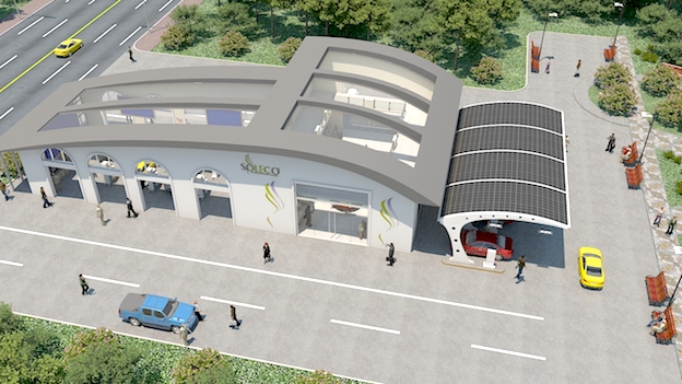 USA next-generation oil change, electric car charge and adventure Charge station layout