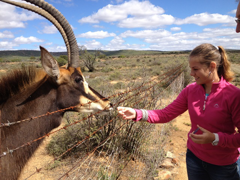 Picture of a girl feeding a sable