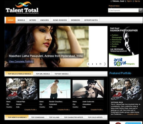 Modelling and Casting Agency Website is Looking for Investors Screenshot of the agency website