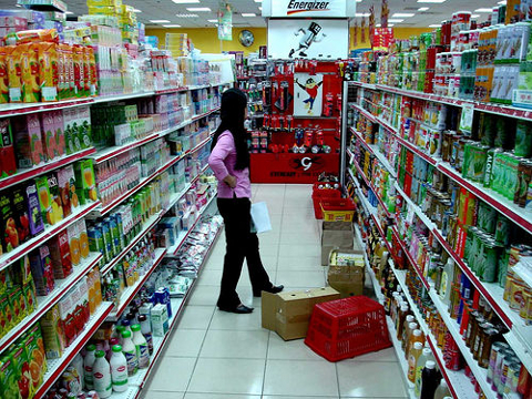 Beverage Stands in a Supermarket