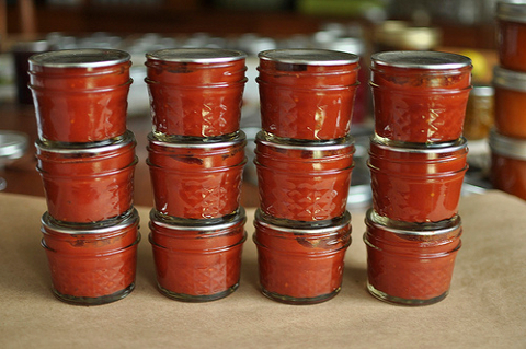 Tomato paste in jars